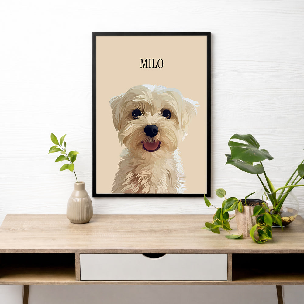 Framed Custom Pet Portrait - 1x Pet