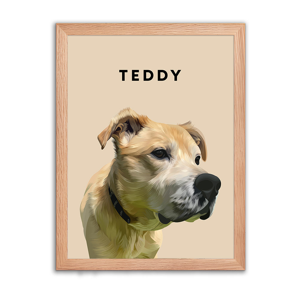 Framed Custom Pet Portrait - 1x Pet