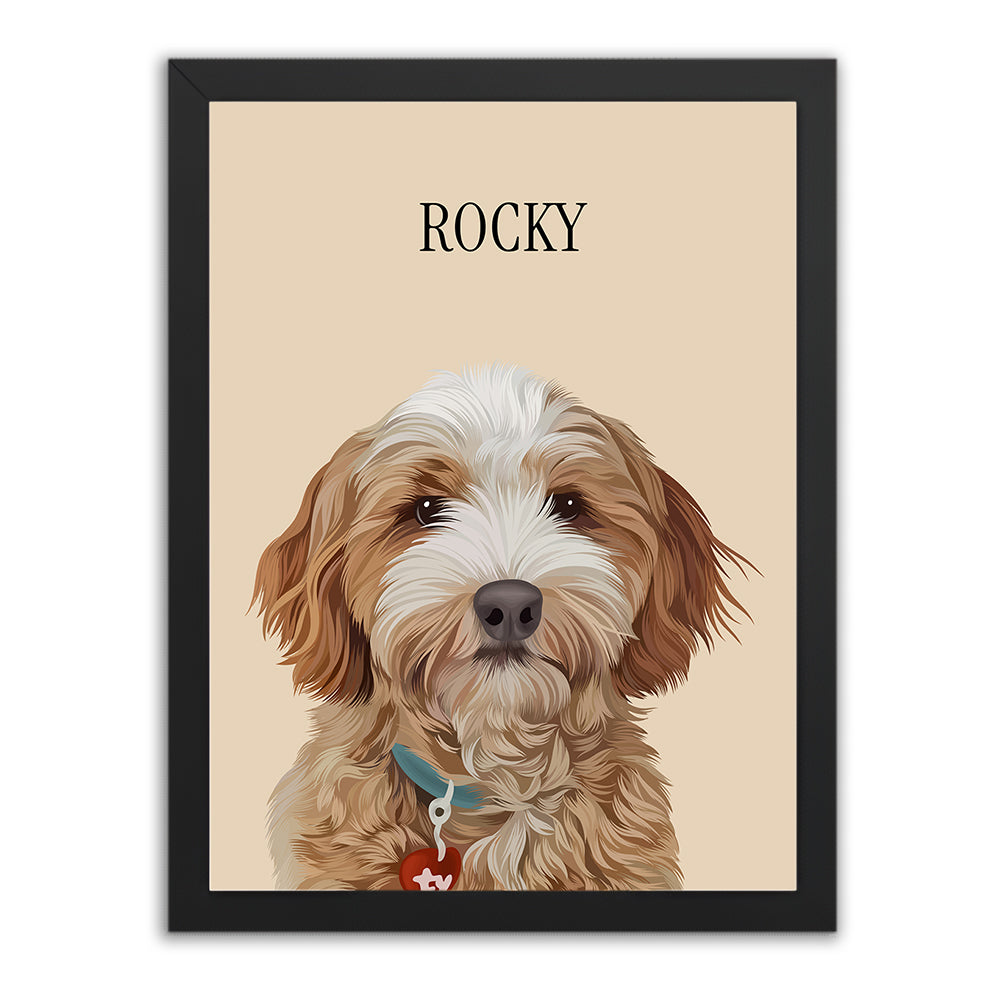 Framed Custom Pet Portrait - 1x Pet
