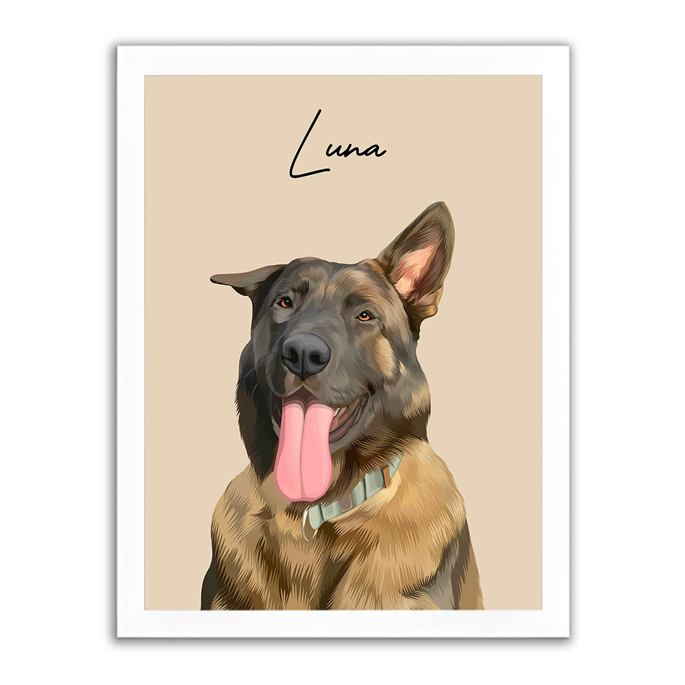 Framed Custom Pet Portrait - 1x Pet
