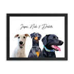 Framed Custom Pet Portrait - 3x Pets