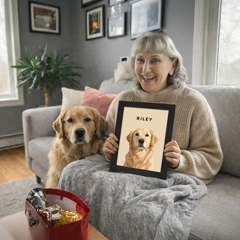 Framed Custom Pet Portrait - 1x Pet