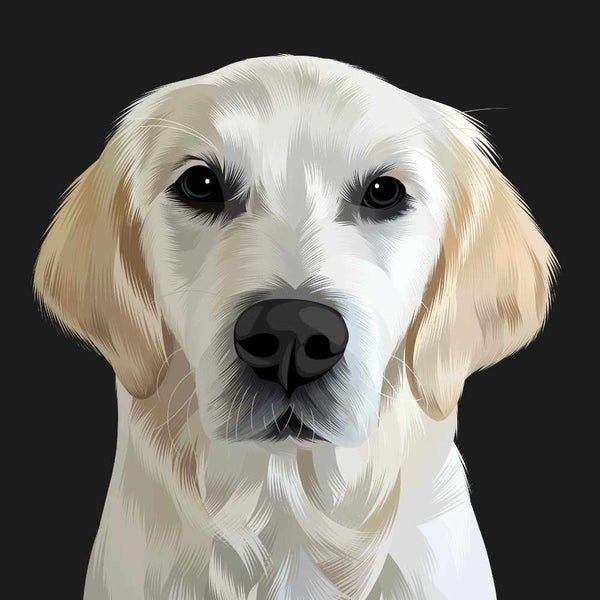 Custom Pet Artwork of White Dog with Black Background