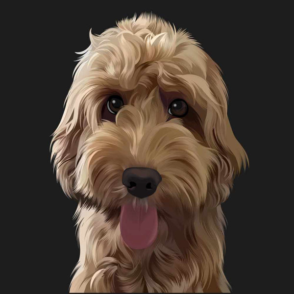Custom Pet Portrait of Tan Dog with Black Background