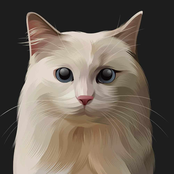 Custom Cat Artwork with White cat and black background
