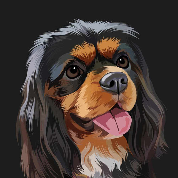 Custom Pet Portrait of Dog Hand Drawn with Black background