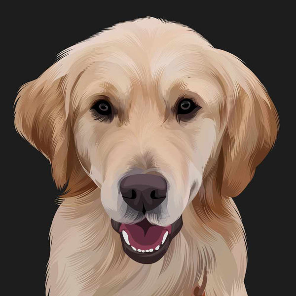 Custom Pet Portrait of Tan Dog with Black Background