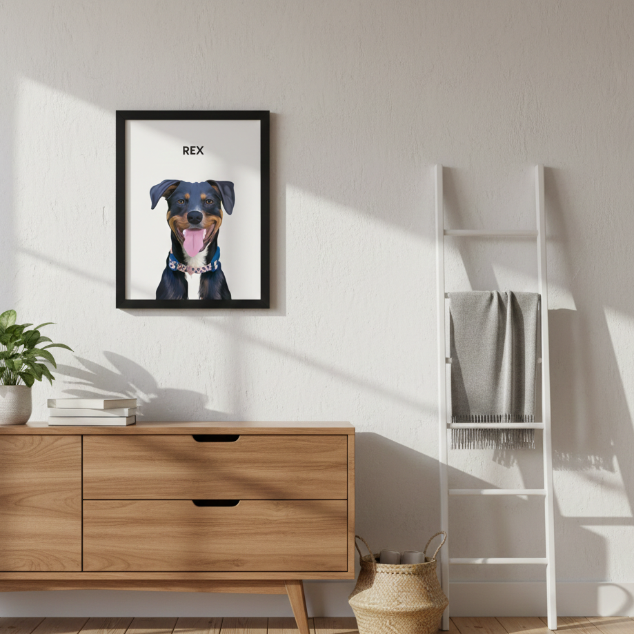 Custom Framed Artwork on Wall