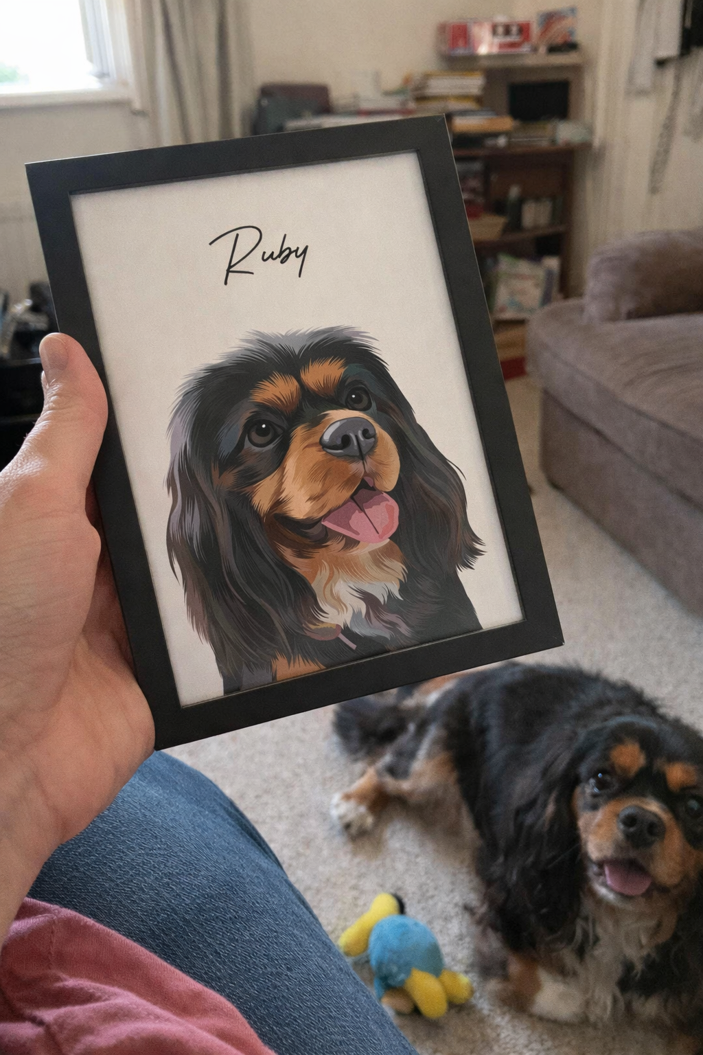 Framed Custom Pet Portrait - 2x Pets