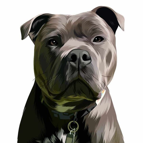 Hand Drawn Custom Dog Portrait of Brown Dog with white background